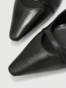 CUCCOO BIZCHIC Women's Simple Solid Color Backstrap High Heel Sandals, Suitable For Daily Commute Spring Shoes - Black - View 5