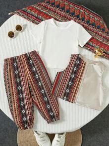 SHEIN 3pcs Baby Boy Casual Vest, T-Shirt And Pants Set, Suitable For Spring And Summer - Multicolor - View 5