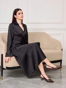 Sleekvia Women's Pointed Toe Kitten Heel Slingback Spring/Autumn Patent Leather Pumps, Wine Red For Christmas Valentine's Day - Coffee Brown - View 6