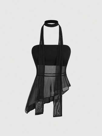 ROMWE Avant Sexy asymmetrisches transparentes Bandeau-Top für Frauen