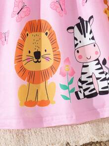 SHEIN Playful Pals 女婴可爱蜜蜂动物元素无袖连衣裙，春夏时尚新款 - 粉色 - 查看 5