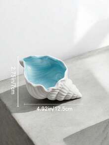 3pcs/1pc 5.51*2.36*2.76 Inch Sky Blue Shell Shaped Jewelry Tray & Key Bowl, Ceramic Jewelry Storage Tray. Birthday Gift, Graduation Gift - Multicolor - View 2