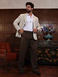 DAZY Men's Solid Color Business Suit Jacket, Spring Vacation - Beige - View 3