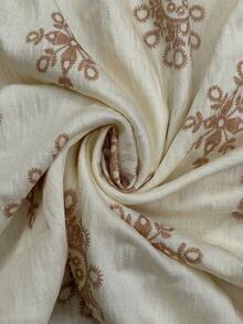 Ceyna 加大码两件套，女士休闲新款印花衬衫，饰有装饰纽扣，搭配纯色弹力腰长裤，优雅宽松长袖，纽扣可调节，春夏装扮 - 卡其色 - 查看 10