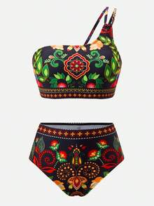 Swim Oasis Women's Vacation Beach Swimsuit Set With Skirt,New Women's Swimwear ArrivalFor School,Suitable For Holiday, Date, Afternoon Tea, Western, Cruise, Beach, Island, Road Trip, All Seasons, Music Festival, Boho Vacation,Bohemian Vacation, Chill Autumn ,Western Boho ,Elegant Tops For Women,Positioning Print Strap Top + Positioning Print Skirt, Summer Outfit Three Piece Swimsuit Set Three Piece Bathing Suit 3piece Swimwear Two Piece Swimsuits Bathing Suits For Women Boho - Multicolor - View 4