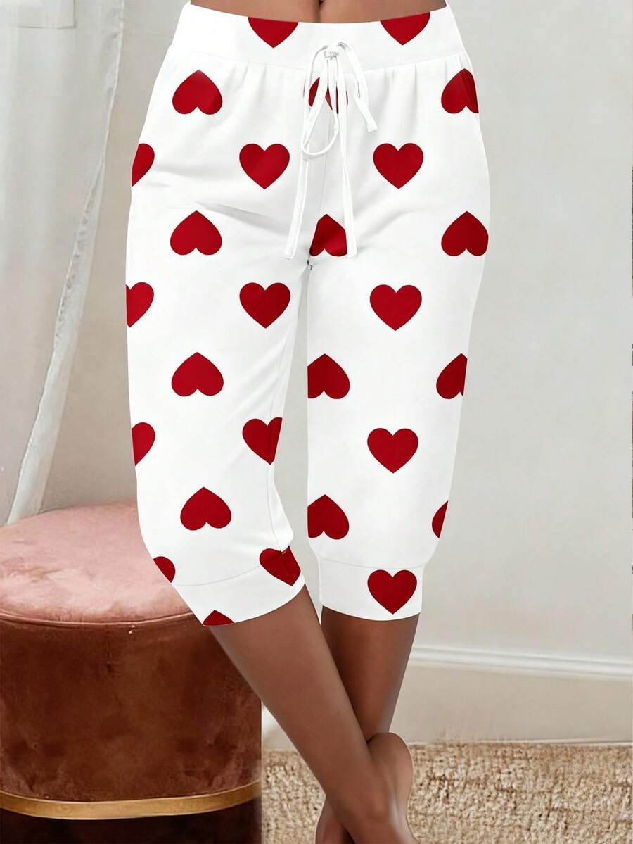 EMERY ROSE Quần lửng 7/8 in hình trái tim màu đỏ thời trang, thu hút mọi ánh nhìn dành cho nữ, hoàn hảo cho các buổi hẹn hò, đi chơi và nhiều dịp khác. Thiết kế cỡ lớn, ngọt ngào và gợi cảm, phù hợp cho mặc hàng ngày và đi làm. Quyến rũ và duyên dáng, lý tưởng cho các kỳ nghỉ, năm mới, ngày Valentine và mùa hè. - trắng - Xem 1