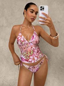 Bellisia Conjunto de bikini a cuadros de cereza dulce - Multicolor - Ver 6