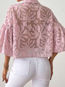 Aveloria Modichic 提花灯笼袖纽扣衬衫 女式 - 紫色 - 查看 2