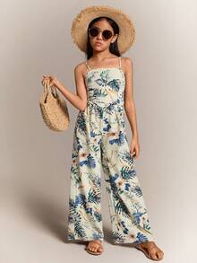 Radiana 適用於少女日常穿著的熱帶印花背心上衣和長褲組合