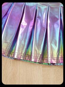 Elladie kids Young Girls' Fashionable Cute Ombre Pleated Skirt - Lilac Purple - View 4