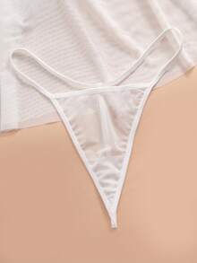 3pcs Bride Series Embroidered Mesh Wireless Sexy Nightgown Set For Women