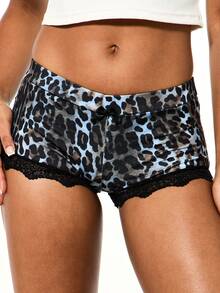 SUMWON WOMEN Ropa interior tipo braga con estampado animal y encaje decorativo negro en el borde para comodidad diaria, ideal para el Día de San Valentín - Multicolor - Ver 4
