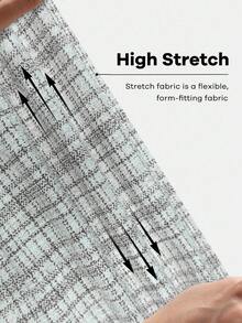 Elenzga Quần nữ thường ngày co giãn kẻ caro, quần ống đứng cạp cao ôm vừa vặn, hàng mới về mùa thu - Đen và trắng - Xem 2