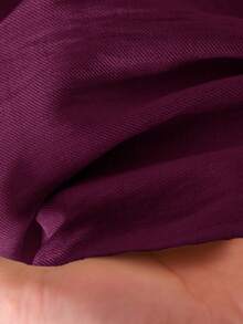 CosyJoli Plus Size Women Solid Color Ruffle Ruched Fashionable Versatile Top For Dates & Outings - Burgundy - View 5
