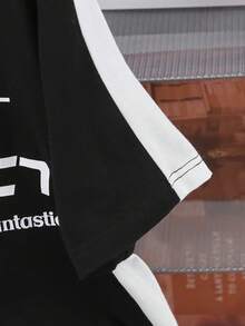 Mirajuku 1件青少年男童休闲撞色领印花短袖polo衫，时尚百搭，适合春夏穿着 - 彩色 - 查看 4