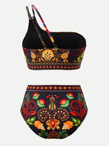 Swim Oasis Women's Vacation Beach Swimsuit Set With Skirt,New Women's Swimwear ArrivalFor School,Suitable For Holiday, Date, Afternoon Tea, Western, Cruise, Beach, Island, Road Trip, All Seasons, Music Festival, Boho Vacation,Bohemian Vacation, Chill Autumn ,Western Boho ,Elegant Tops For Women,Positioning Print Strap Top + Positioning Print Skirt, Summer Outfit Three Piece Swimsuit Set Three Piece Bathing Suit 3piece Swimwear Two Piece Swimsuits Bathing Suits For Women Boho - Multicolor - View 3