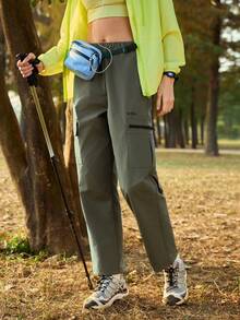 In My Nature 女士弹力腰带工装口袋休闲徒步裤 - 軍綠色 - 查看 7