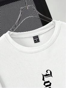 Manfinity LEGND 复古美式洛杉矶字母印花男士短袖T恤，街头风短袖上衣 - 彩色 - 查看 6