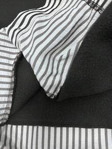 Franclia Sudadera holgada de talla grande con parches a rayas, para primavera/otoño - Negro - Ver 6