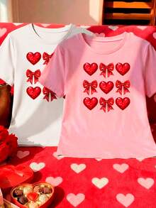 Two T-Shirt Set With Modern Romantic Style Print Design - 多色1 - 查看 1