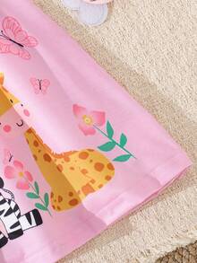 SHEIN Playful Pals 女婴可爱蜜蜂动物元素无袖连衣裙，春夏时尚新款 - 粉色 - 查看 7