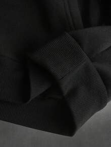 STYNVO 男士休闲纯色宽松连帽衫 - 黑色 - 查看 6