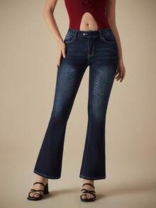 SHEIN ICON Casual Denim Long Pants, Minimalist And Fashionable For Everyday Wear - Dusty Blue - View 7