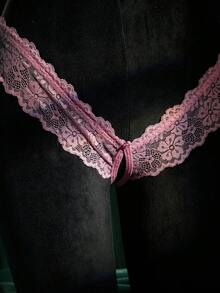 SpicyHot 2pcs Women's Sexy Lace Lingerie Set - Pink - View 5