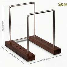 1pc Walnut Wood Vinyl Record Rack, Iron And Wood Combination Storage Rack, Desktop Record Storage And Display Rack, Small And Simple Standing Type - Multicolor - View 8