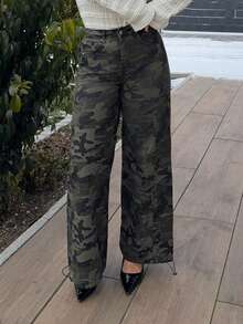 Jeta Ari Camouflage Casual Straight-Leg Women's Jeans - Blue - View 4