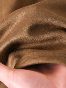 CosyJoli Plus Size Brown Mini Shorts Casual Wide Leg Woven Fabric Textured Pattern Zipper Detail - Brown - View 6