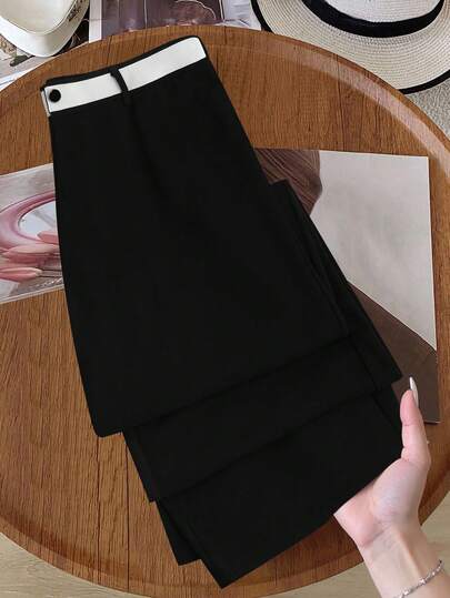 GlowEve CURVE Plus Size Women's Fashion Commuter Pants With Contrast Waistband