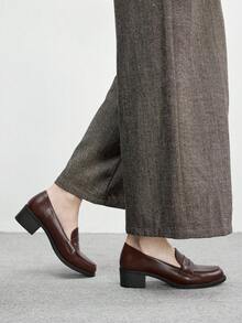 CUCCOO BIZCHIC Women's PU Leather Casual Versatile Flat Shoes Valentine's Day - Coffee Brown - View 4