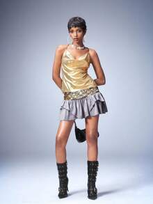 Y2Kool Women's Sequin Pleated Sexy Mini Skirt, Suitable For Party, Evening, Y2K Streetwear, Spring/Summer - Grey - View 8