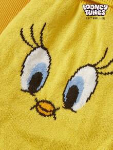 LOONEY TUNES X PETSIN 1件宠物猫狗通用棕色杰瑞卡通图案提花高领弹力舒适保暖狗毛衣