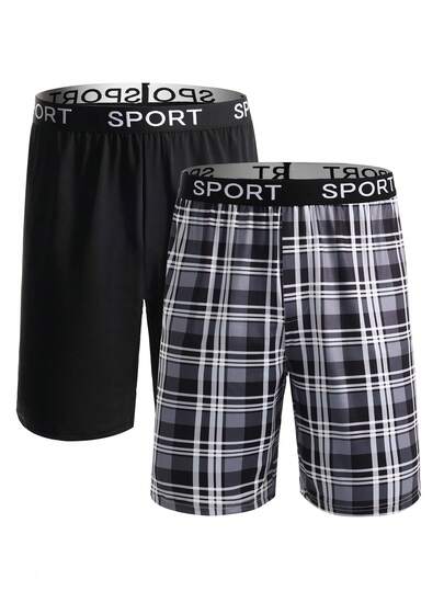 2 st bekväma, andningsbara boxershorts med bokstavsrem i midjan för tonårspojkar