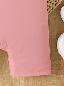 Baby Girl Cute Minimalist Holiday Letter Print Romper, Suitable For Spring/Summer Wear - Black - View 4