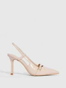 CUCCOO SZL Gold Metallic PU Pointed Toe Fashionable Sexy Glamorous Nightclub High Heels Valentine's Day - Light apricot - View 7