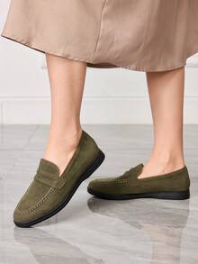 Sleekvia Damen Lässig Pendler vielseitige Loafers - Dunkelgrün - Übersicht 5