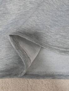 Resyla Women's Casual Heart Print Patchwork Striped Pullover Sweatshirt, Fashion Daily Commute, Spring/Autumn - Light Grey - View 4