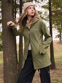 In My Nature Women's Long Sleeve Zip-Up Hooded Outdoor Windbreaker Jacket - Army Green - View 4
