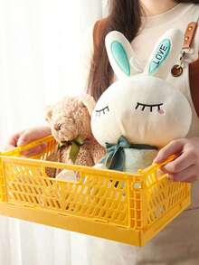 1pc Mini Storage Basket Foldable Household Desktop Miscellaneous Sorting Box Dormitory Portable Multi Functional Solid Color Storage Basket - Multicolor - View 7