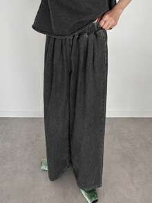 FRIFUL Women's Casual Washed Denim Vest And Jeans Set - Grey - View 6