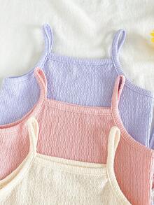 SHEIN Vintaside Kids Baby Girls' Comfortable Versatile Sweet Cute Strap Shorts Set, Multi-Piece Summer Outfit - Multicolor - View 9