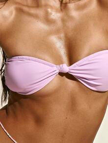 Musera Resort 扭结前襟无肩带抹胸比基尼上衣（仅上装）沙滩泳装度假夏季假日可爱性感伊比沙岛海洋风