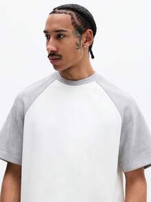 SUMWON Camiseta de béisbol de manga corta con cuello redondo para hombre, diseño de bloques de color en contraste, ajuste regular, para uso casual en primavera y verano - Rojo y blanco - Ver 4