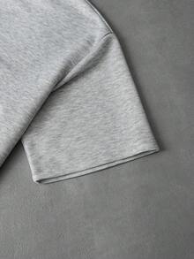 PAVTROS Men's Casual Embroidered T-Shirt Set, Everyday Wear - Grey - View 6