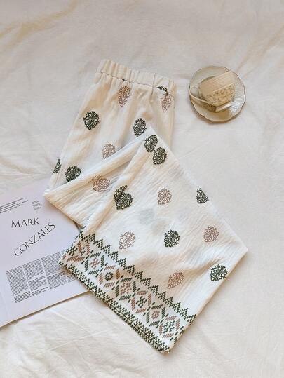 Lacomfia Plus Size Women Print Long Casual Pants