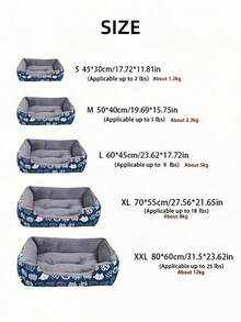 1 PC Cozy Comfortable Fade Resistant Wear Resistant Plush Polyester Fill Blue Paw Print Design Soft Pet Bed For Cats Small Dogs Indoor Sofa Cushion Easy Clean Material Playful Pet Design For Home Indoor Pet Supplies - Blue - View 2