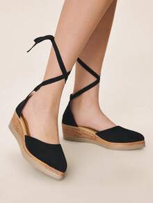Styleloop Women's Woven Rope Platform Wedge Sandals, Vacation Style BOHO Chic Retro American Western Music Festival Party Outfit Holiday Travel Essential Boho Coachella - black rice - View 6